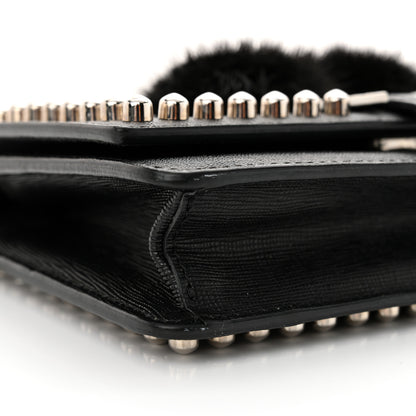 Fendi Vitello Elite Mink Fur Studded Karlito Tube Wallet on Chain Black 9 of 13