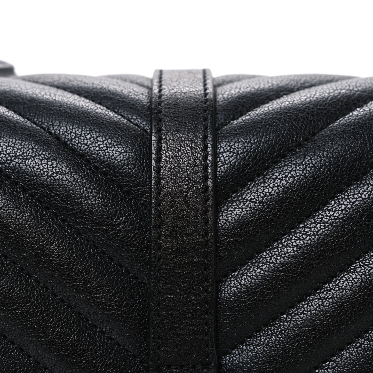 Sheepskin Matelasse Chevron Monogram Monochrome Medium College Bag Black