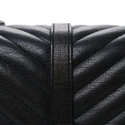Saint Laurent Sheepskin Matelasse Chevron Monogram Monochrome Medium College Bag Black 8 of 10