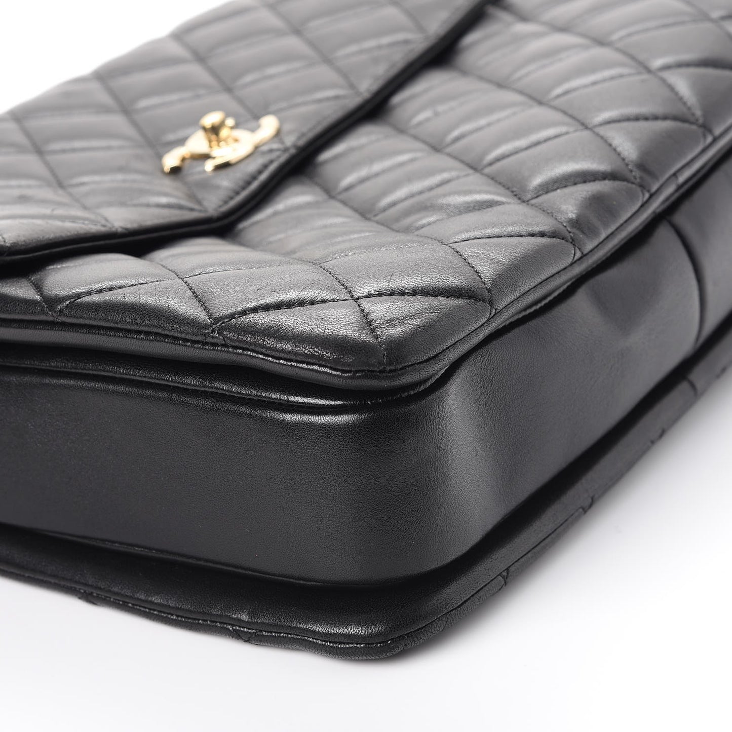 Lambskin Quilted Large Trendy CC Dual Handle Flap Bag Black