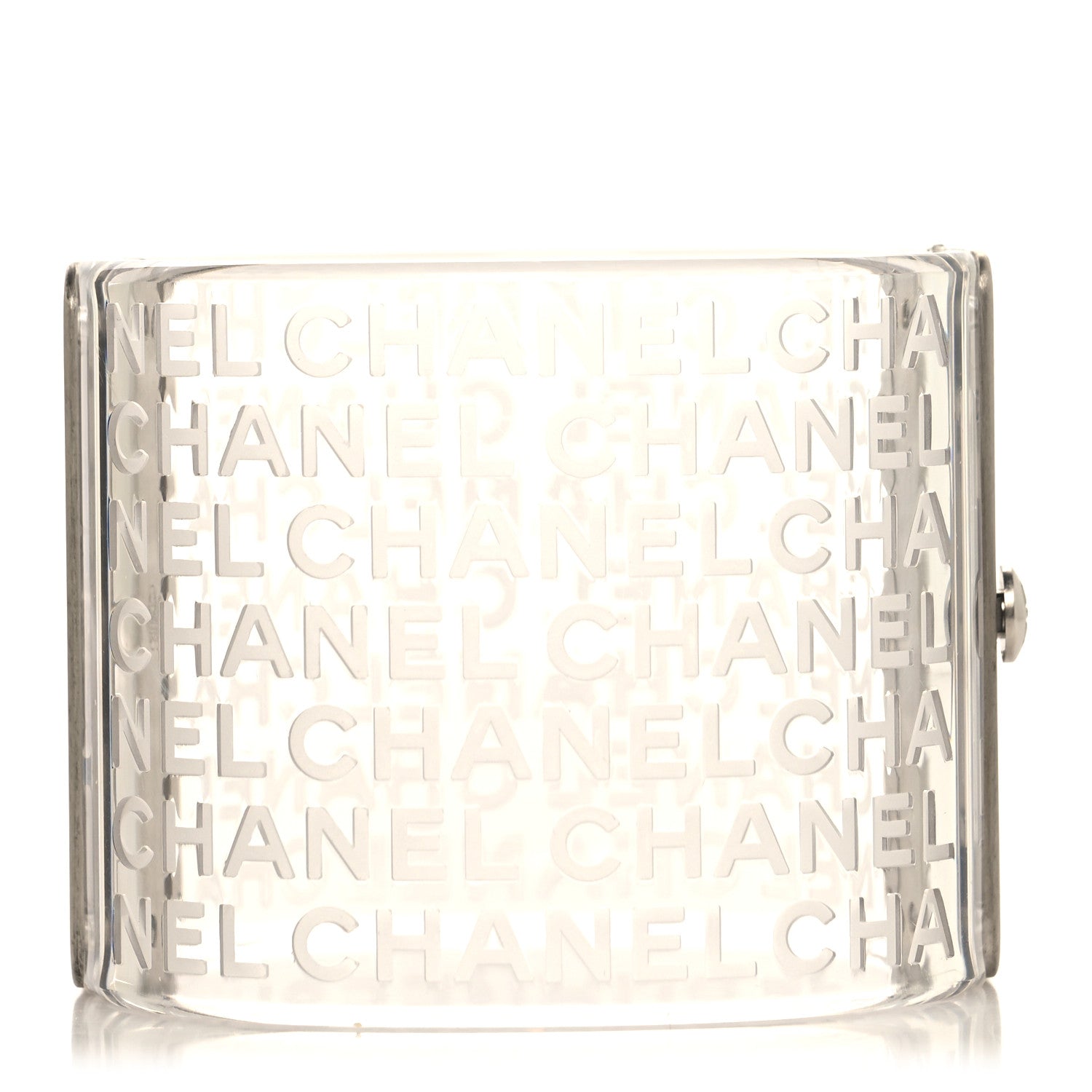 Chanel Lucite Logo Cuff Transparent Silver 3 of 4