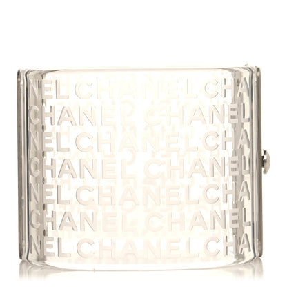 Chanel Lucite Logo Cuff Transparent Silver 3 of 4