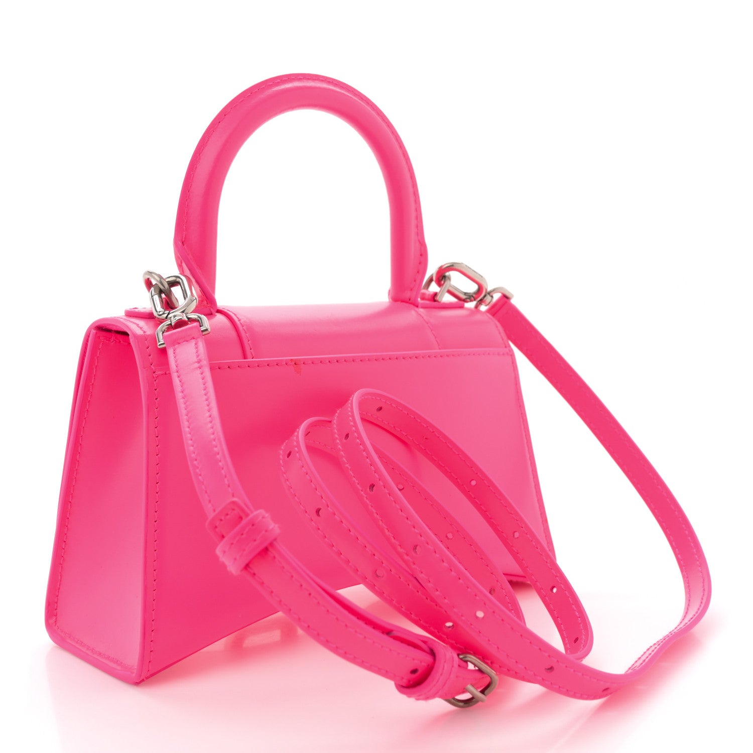 Balenciaga Shiny Box Calfskin Hourglass Top Handle Bag XS Hot Pink 3 of 13