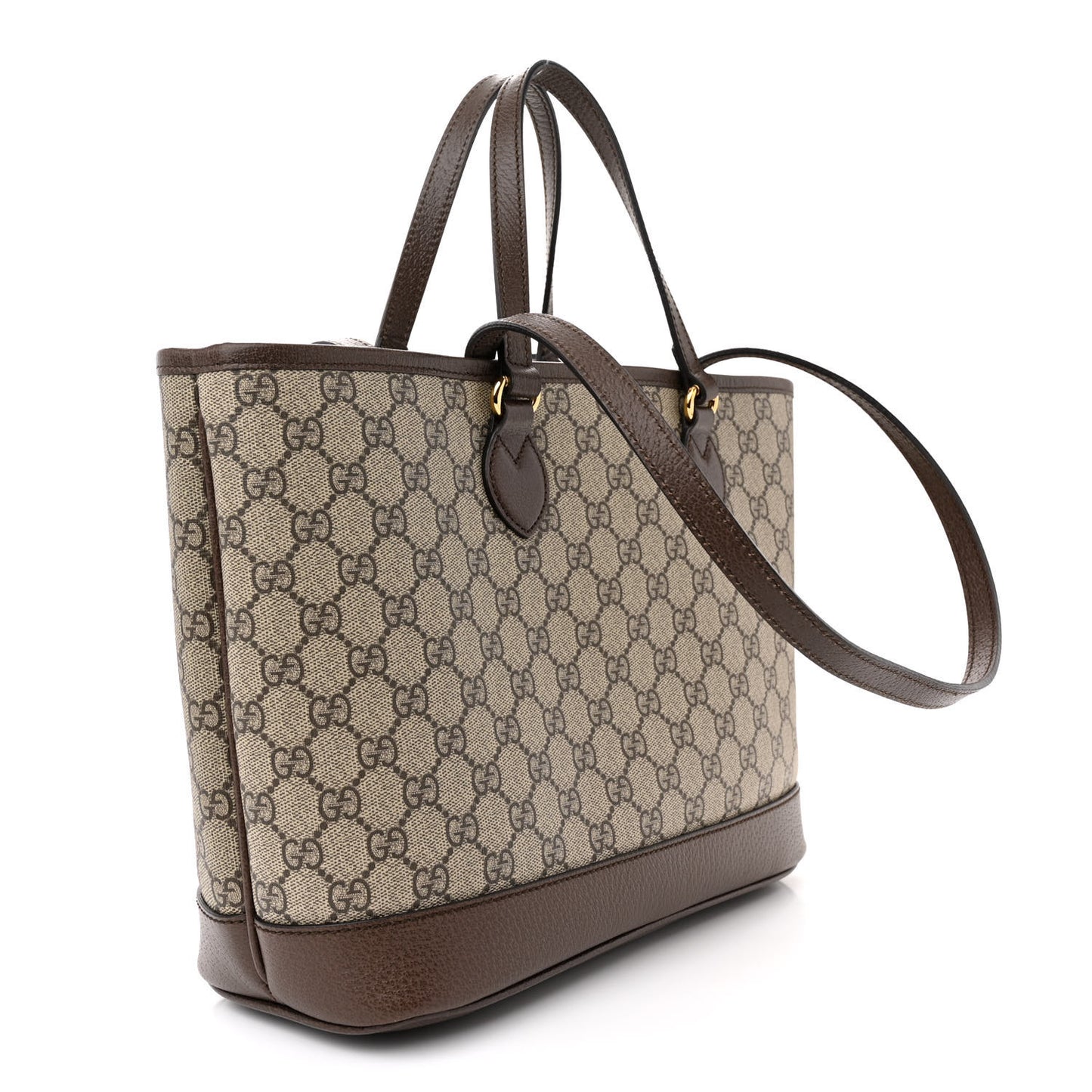 GG Supreme Monogram Textured Calfskin Small Ophidia Shoulder Tote Bag Beige Ebony New Acero