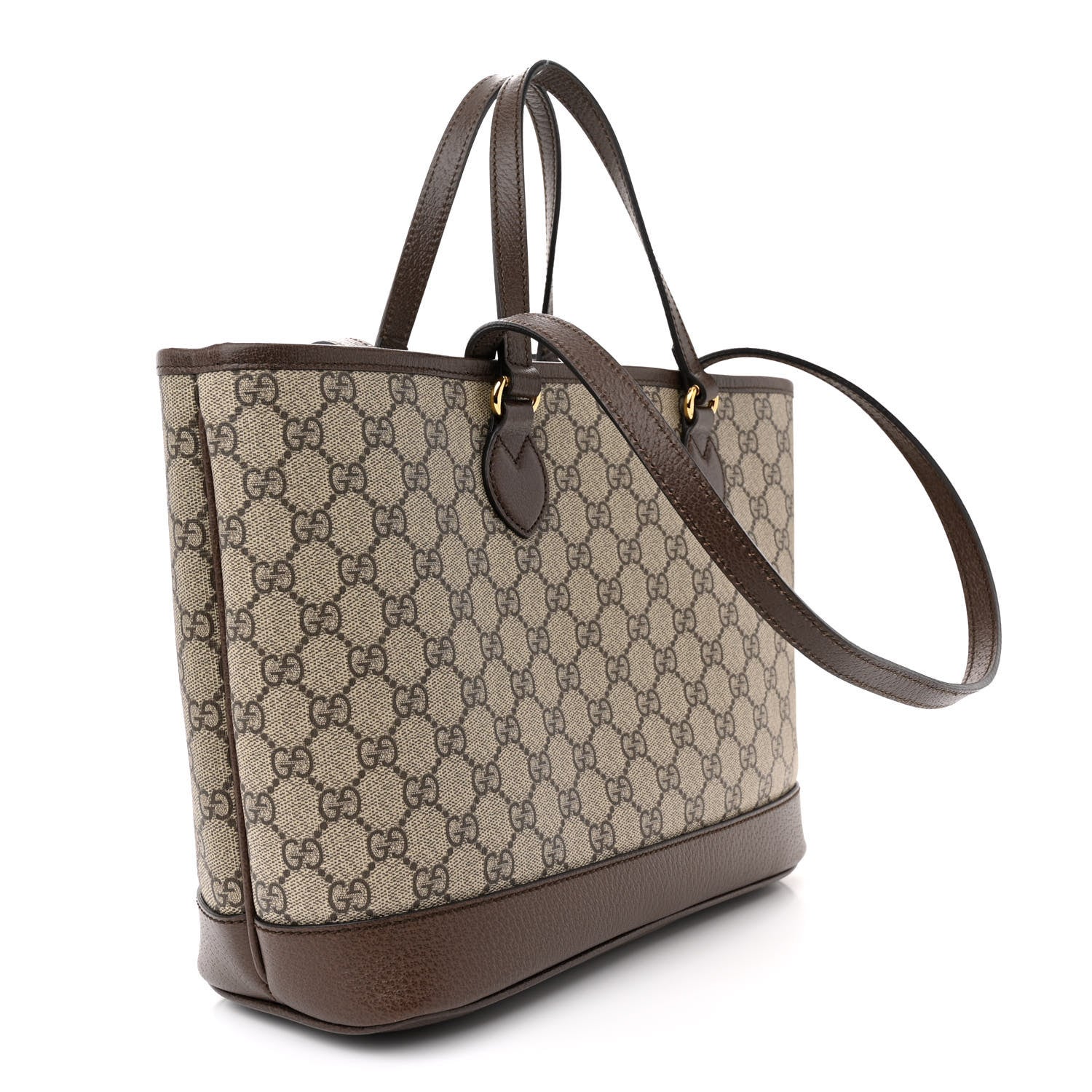 Gucci GG Supreme Monogram Textured Calfskin Small Ophidia Shoulder Tote Bag Beige Ebony New Acero 3 of 12