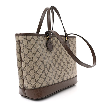 Gucci GG Supreme Monogram Textured Calfskin Small Ophidia Shoulder Tote Bag Beige Ebony New Acero 3 of 12