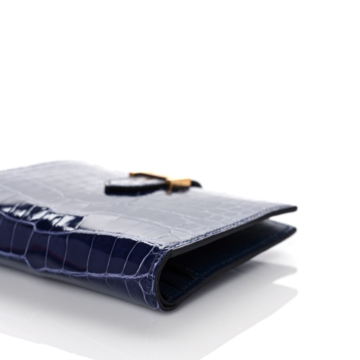 Shiny Alligator Bearn Compact Wallet Bleu Electrique