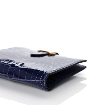 Hermes Shiny Alligator Bearn Compact Wallet Bleu Electrique 11 of 13