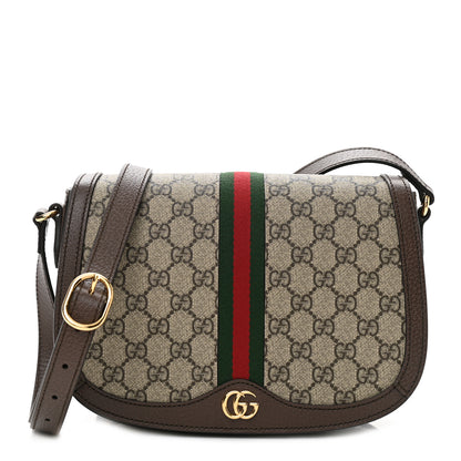 Gucci GG Supreme Monogram Web Small Ophidia Flap Messenger Bag Brown 1 of 10