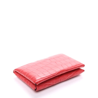 Hermes Matte Alligator Calvi Card Case Bougainvillea 4 of 7