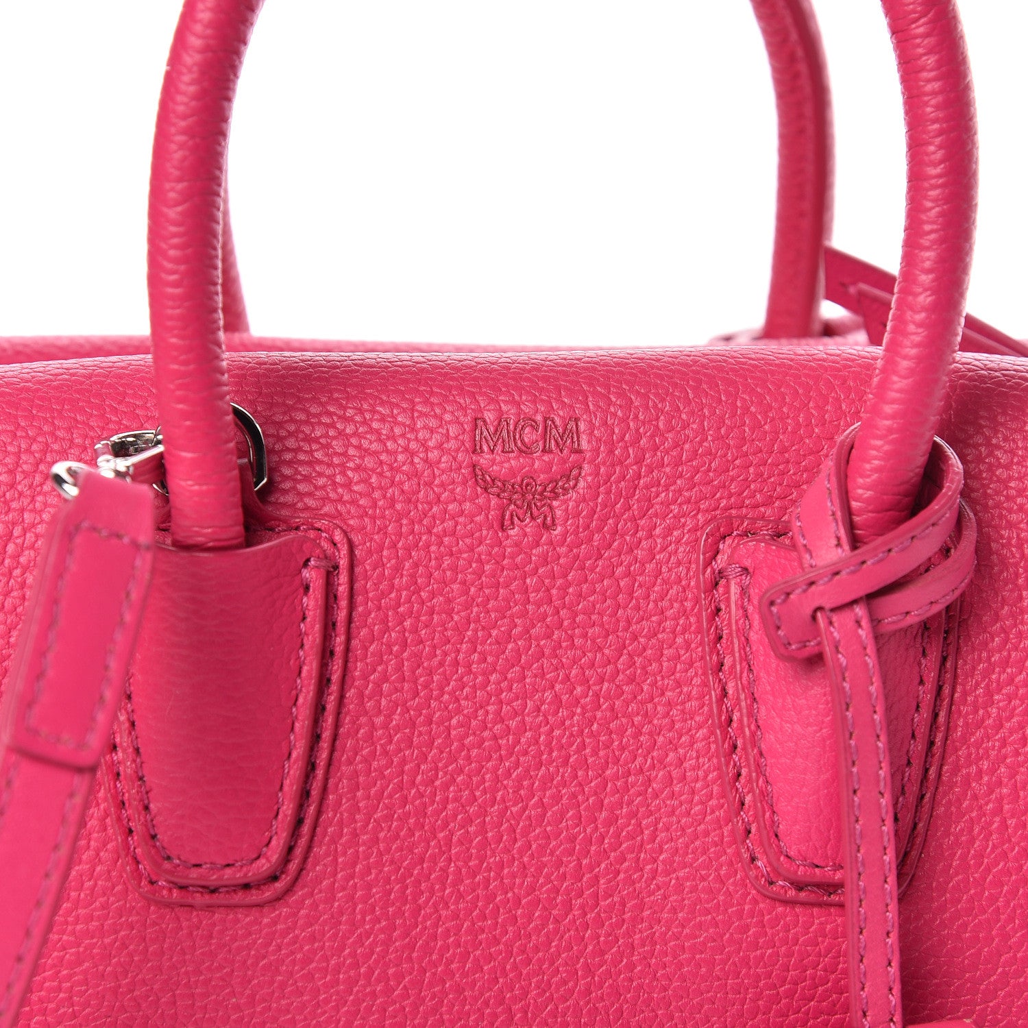 MCM Grained Calfskin Mini Milla Tote Beetroot Pink 8 of 12