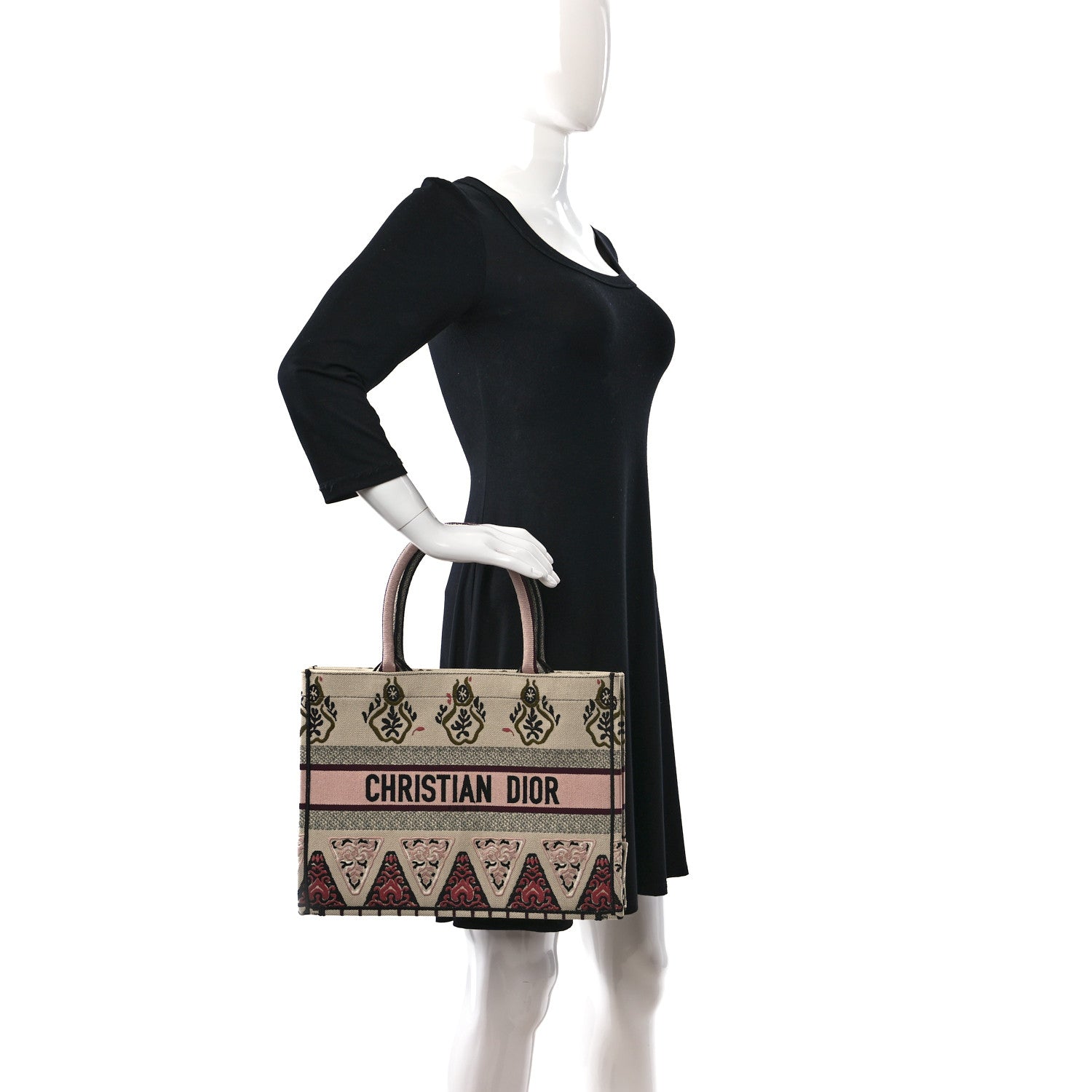 Christian Dior Canvas Embroidered Geometric Medium Book Tote Multicolor 2 of 10