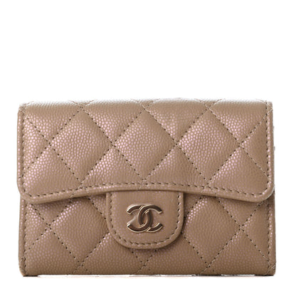 Chanel Iridescent Caviar Quilted Flap Card Holder Wallet Beige 1 of 5