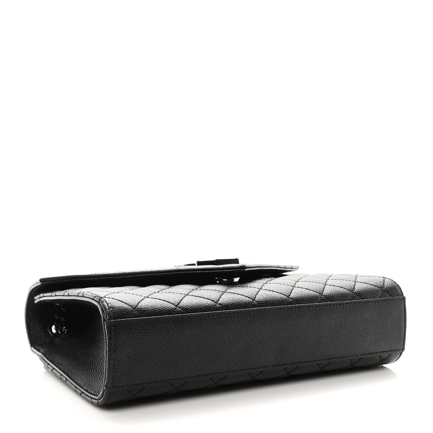 Grain De Poudre Textured Mixed Matelasse Triquilt Medium Monogram Monochrome Satchel Black