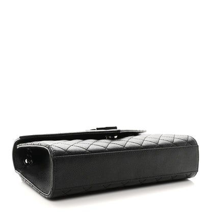 Saint Laurent Grain De Poudre Textured Mixed Matelasse Triquilt Medium Monogram Monochrome Satchel Black 4 of 9