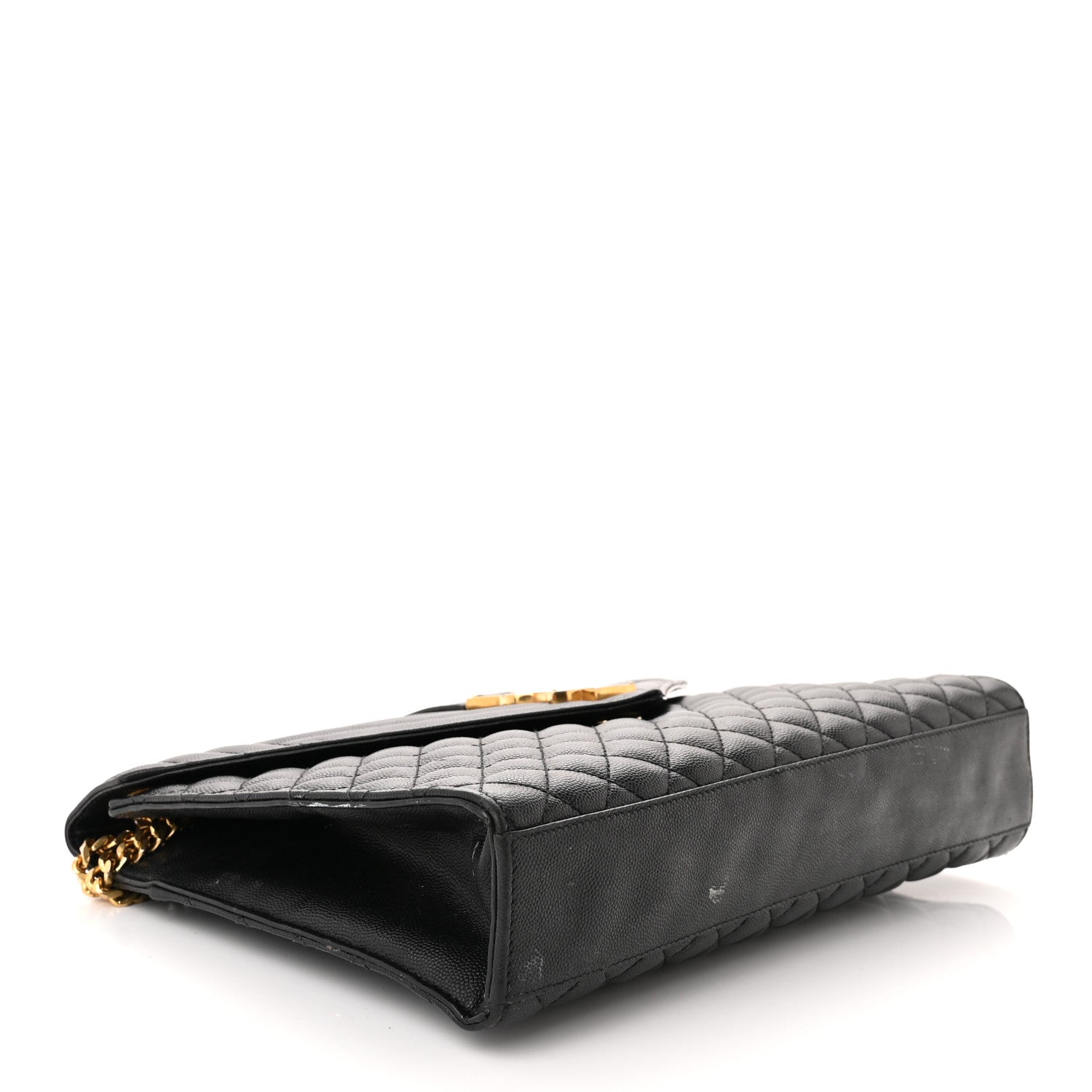 Saint Laurent Grain De Poudre Textured Mixed Matelasse Large Triquilt Monogram Satchel Black 4 of 16