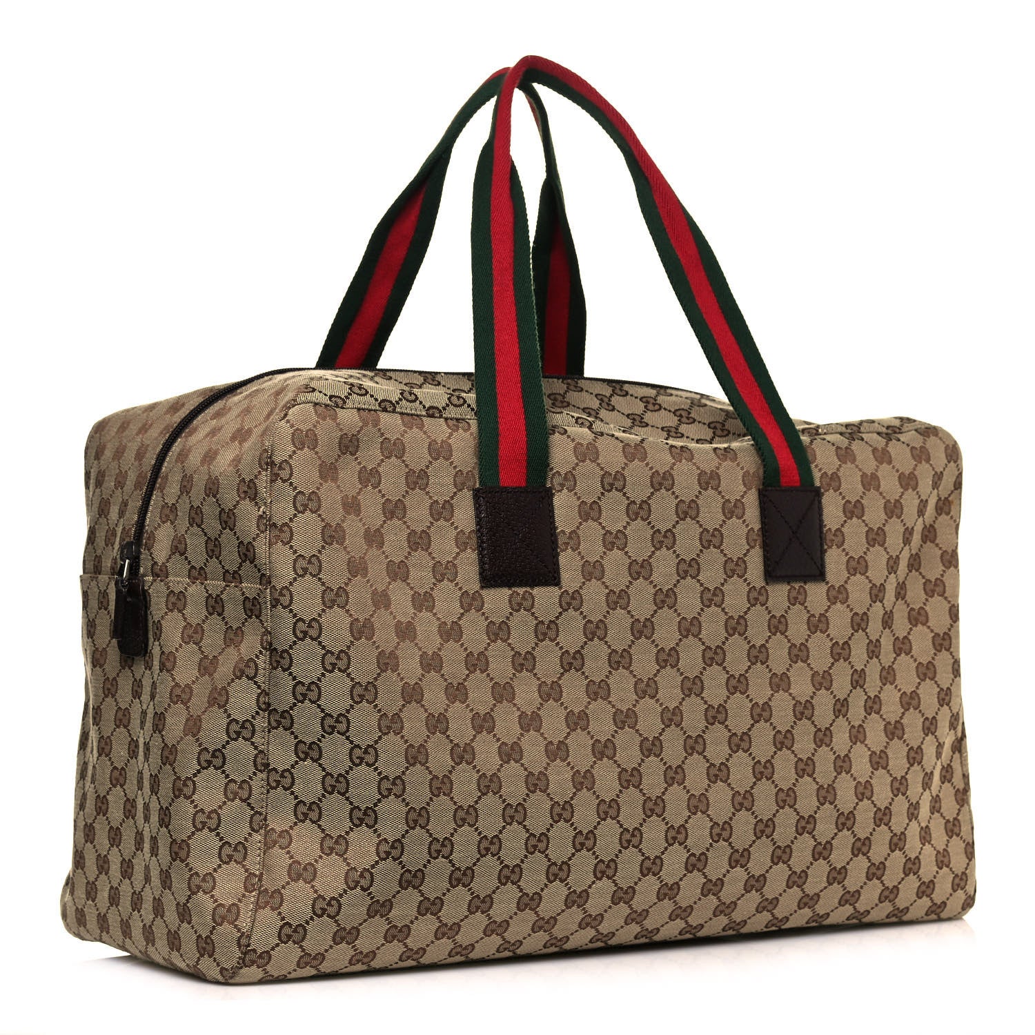 Gucci GG Monogram Web Large Collapsible Carry On Duffle Beige Brown 3 of 11