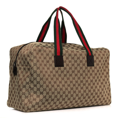 Gucci GG Monogram Web Large Collapsible Carry On Duffle Beige Brown 3 of 11