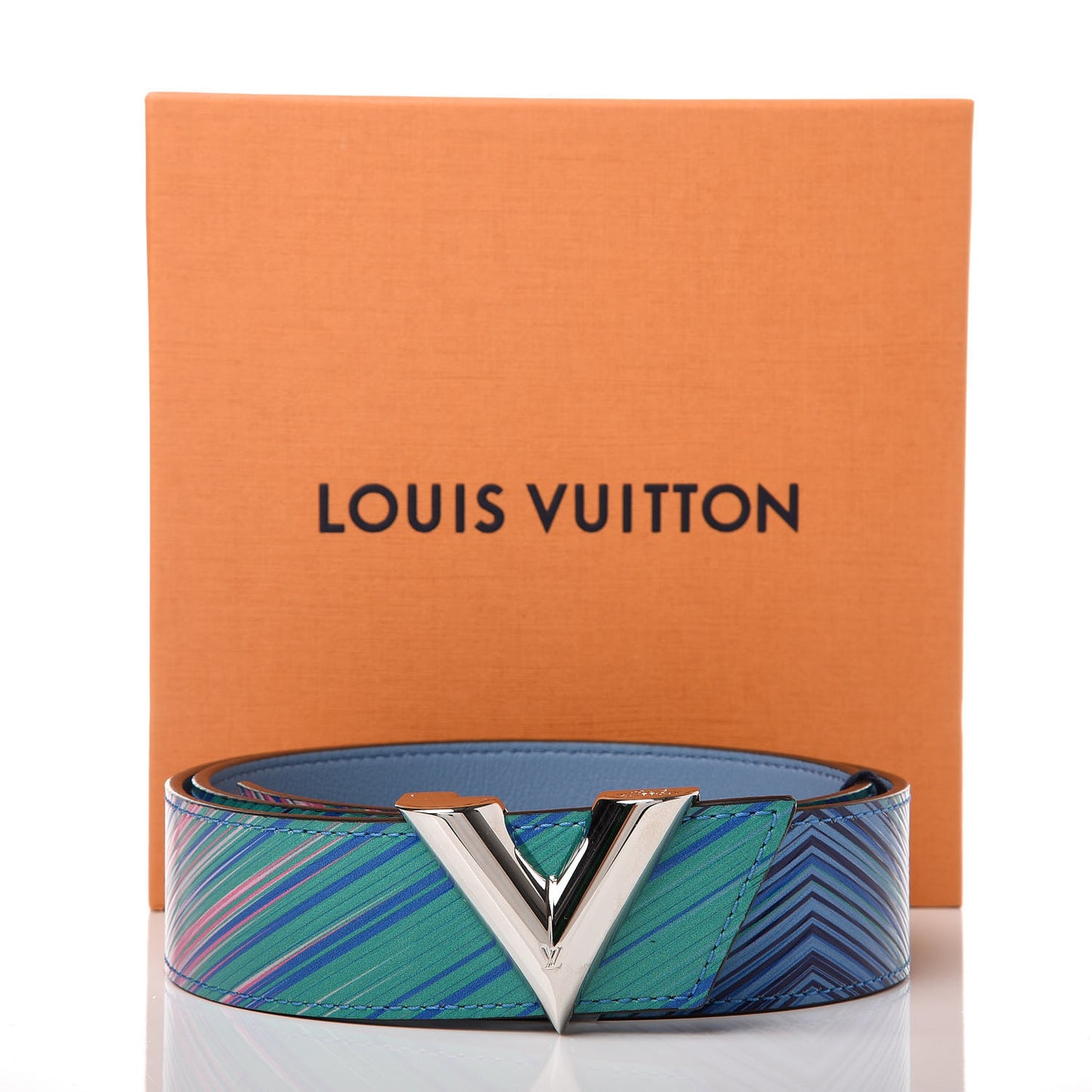Epi Tropical Printed Essential V 35MM Belt 80 32 Blue Rose