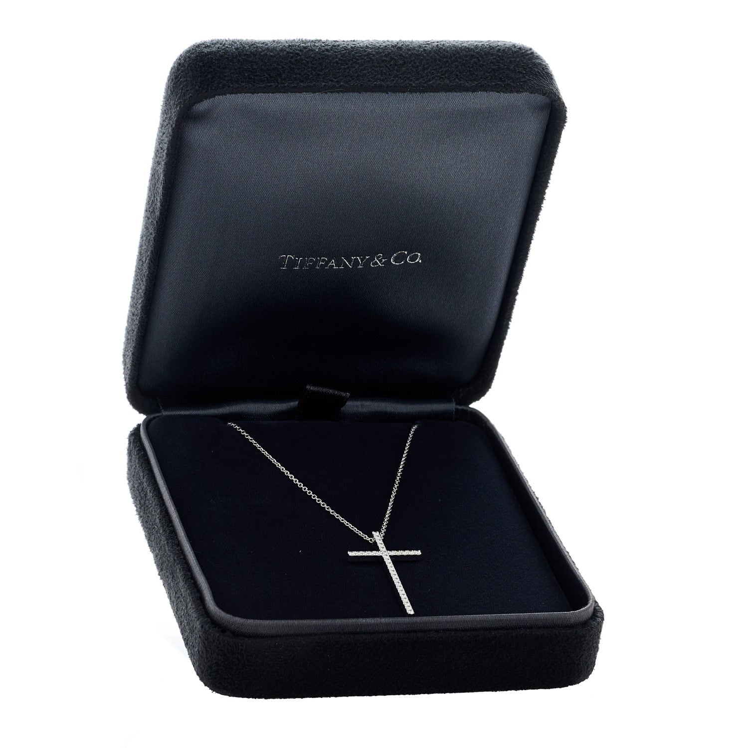 Tiffany 18K White Gold Diamond Metro Cross Pendant Necklace 5 of 5