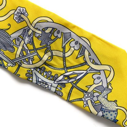 Hermes Silk La Folle Parade Twilly Jaune Vif Bleu Gris 5 of 5
