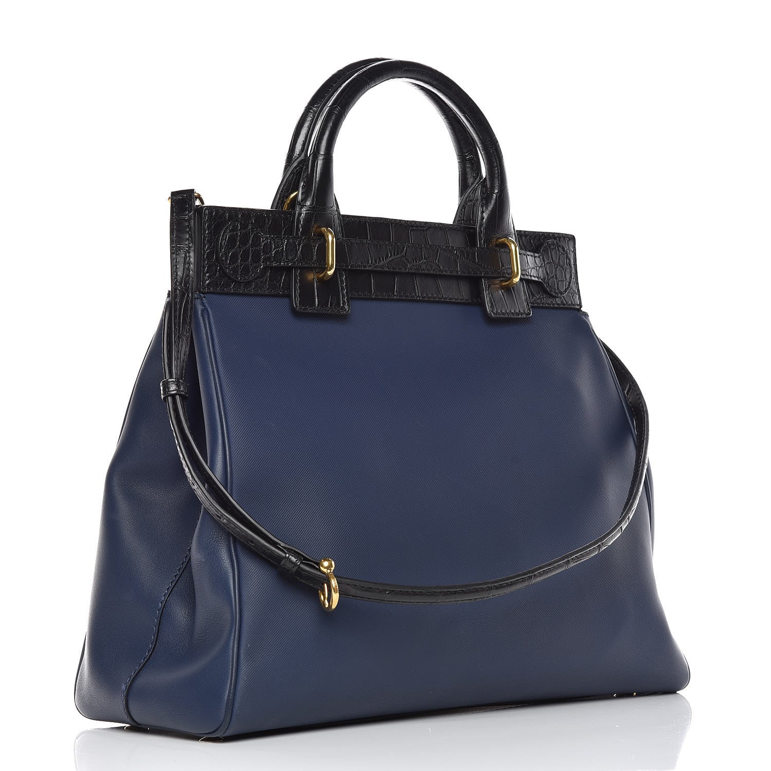 Burberry Trench Calfskin Alligator DK88 Lugggage Bag Midnight Blue