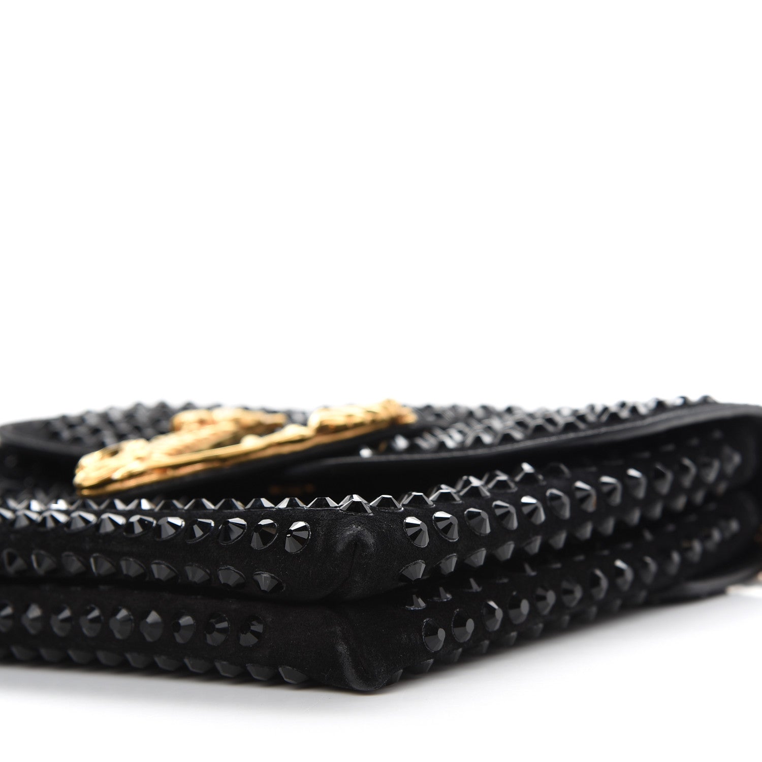 Versace Suede Studded Virtus Chain Clutch Black 9 of 9