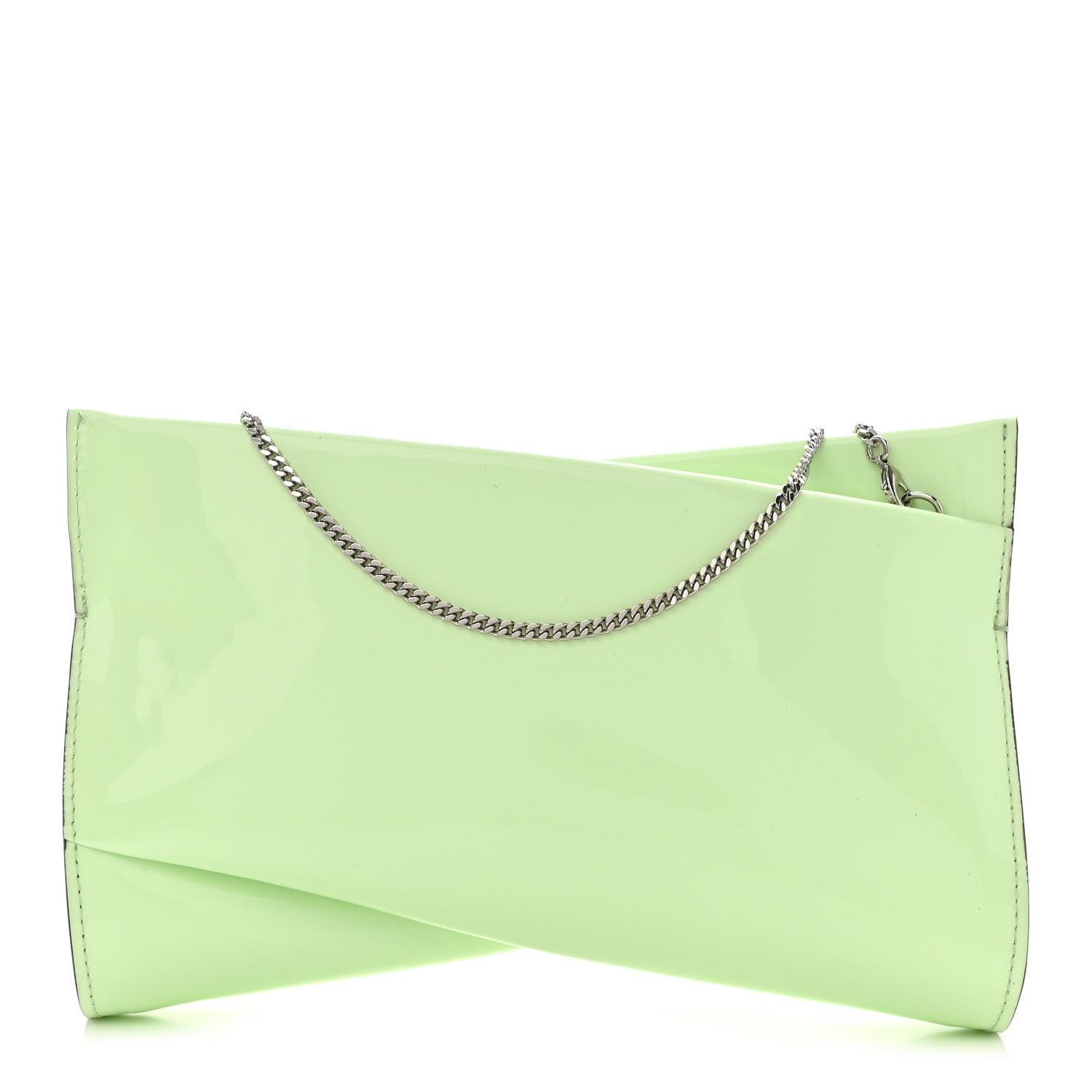 Christian Louboutin Patent Small Loubi Twist Zip Chain Clutch Bag Studio Green 1 of 9