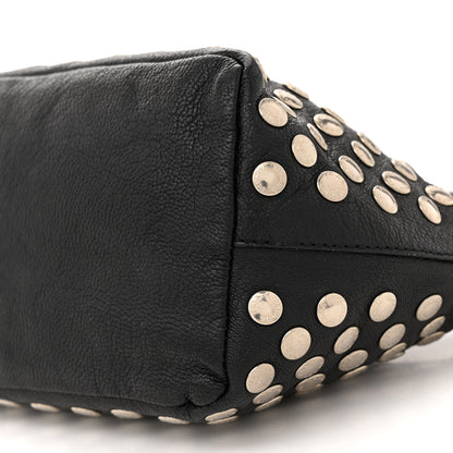 Prada Muflone Metal Studded Necessaire Shoulder Bag Black 9 of 12