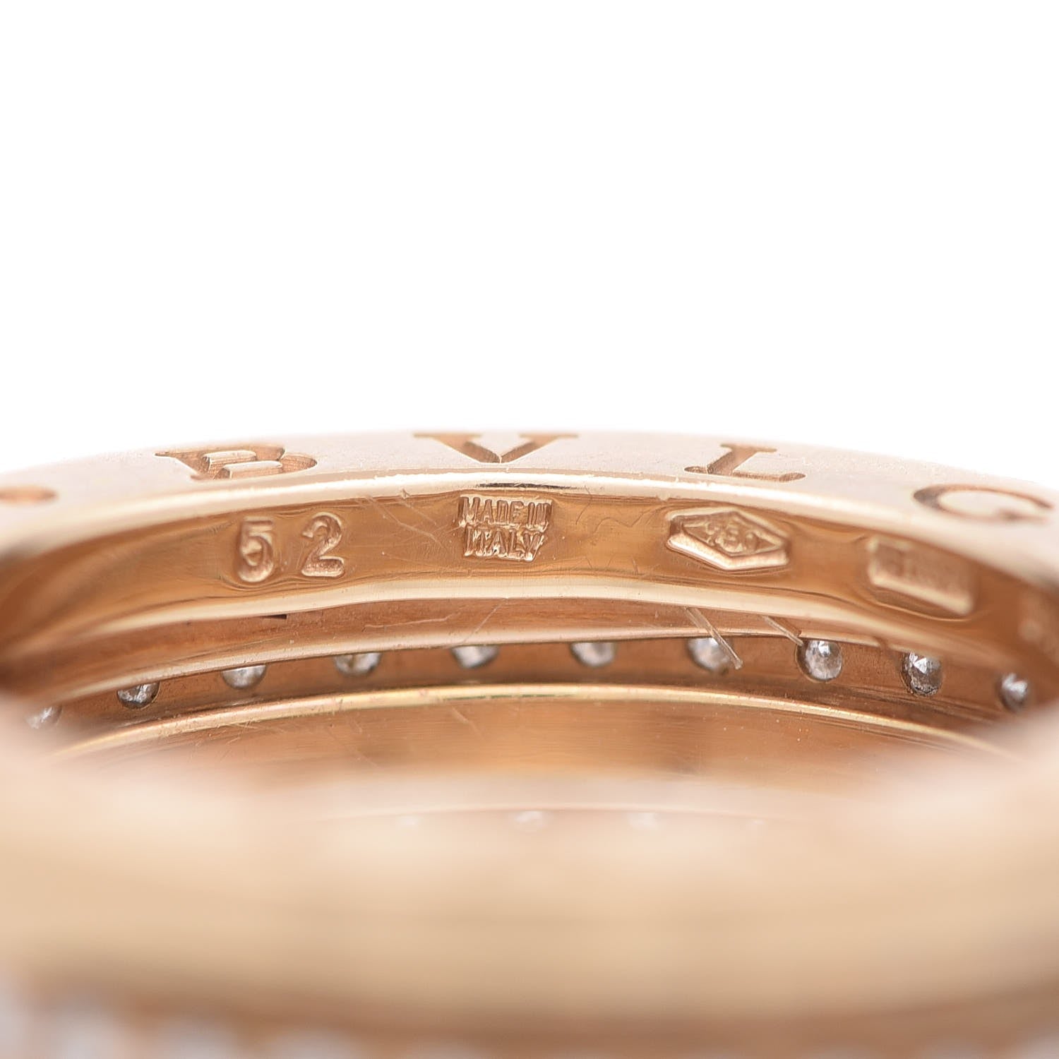 Bulgari 18K Yellow Gold Diamond B.Zero1 Four-Band Pave Ring 52 6 5 of 10