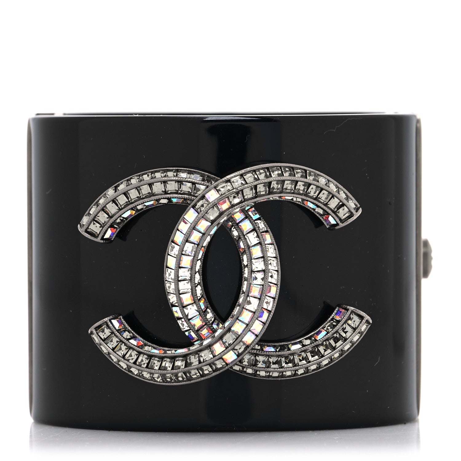 Chanel Resin Crystal CC Cuff Black 1 of 5