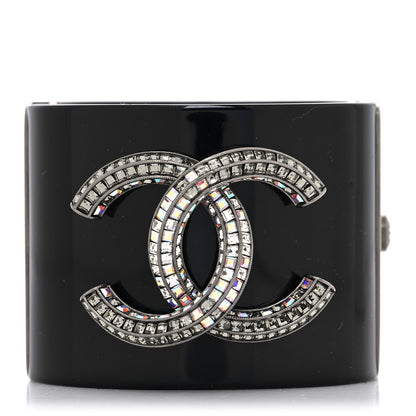Chanel Resin Crystal CC Cuff Black 1 of 5