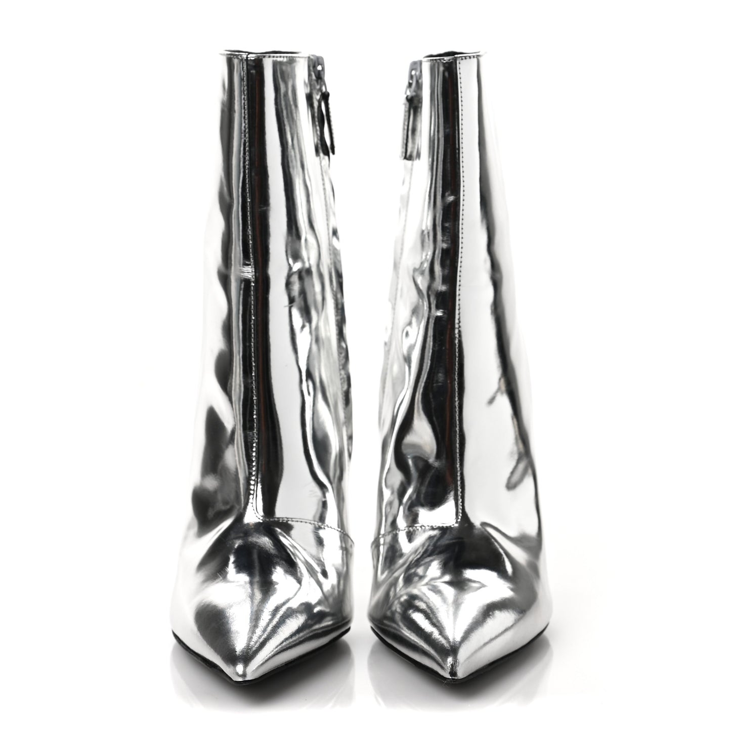 Patent Slash Ankle Boots 38 Silver