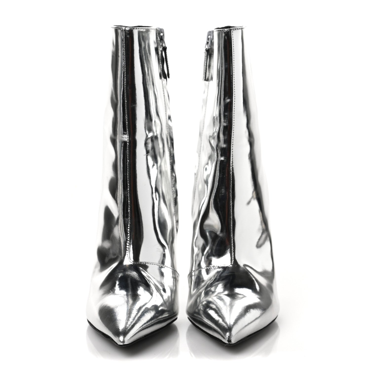 Balenciaga Patent Slash Ankle Boots 38 Silver 2 of 9