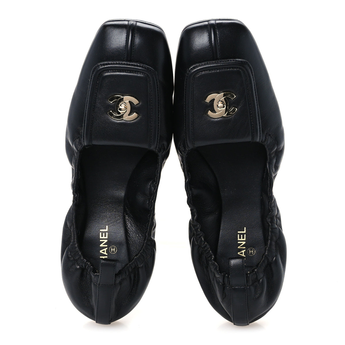 Lambskin CC Turnlock Ballerina Flats 39.5 Black