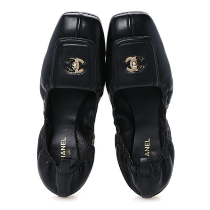Chanel Lambskin CC Turnlock Ballerina Flats 39.5 Black 2 of 11