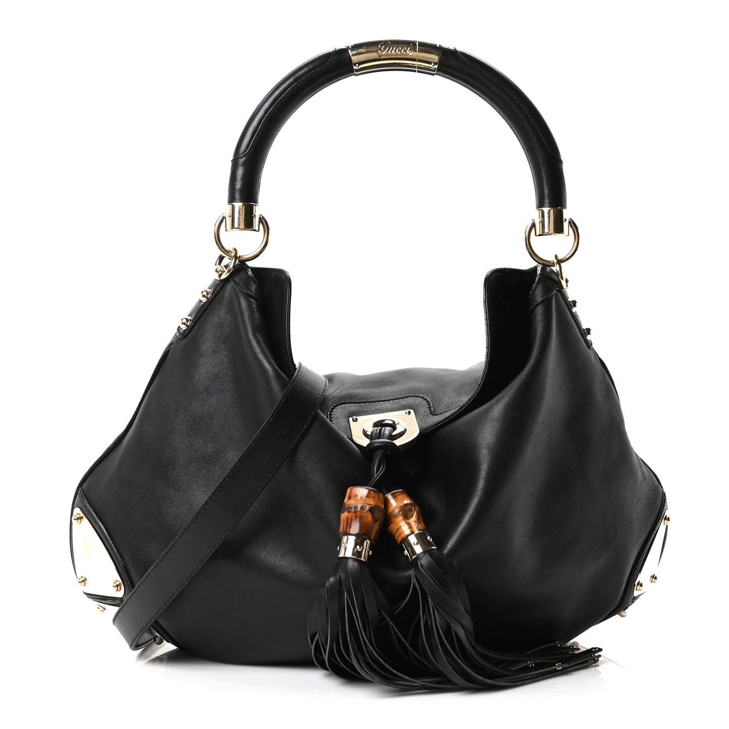 Calfskin Large Indy Top Handle Hobo Black