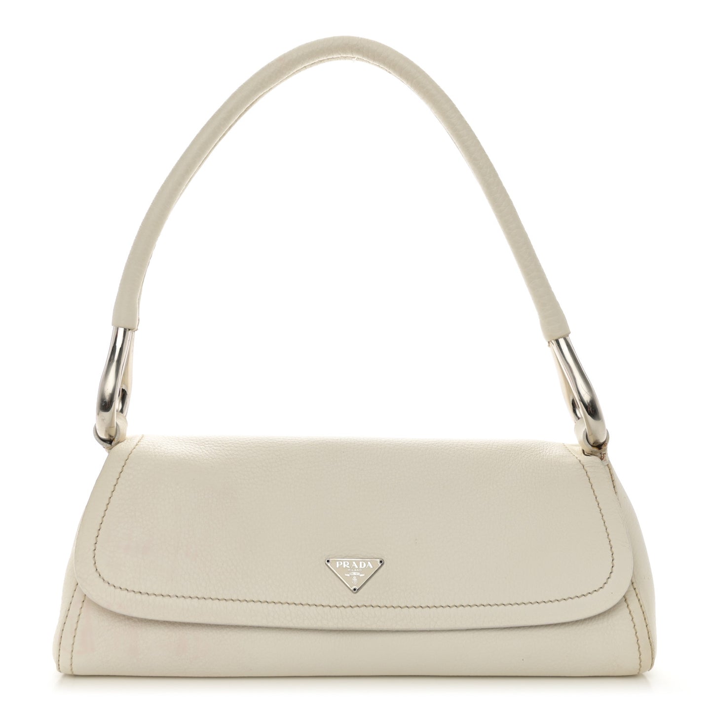 Vitello Daino Swing Flap Shoulder Bag White
