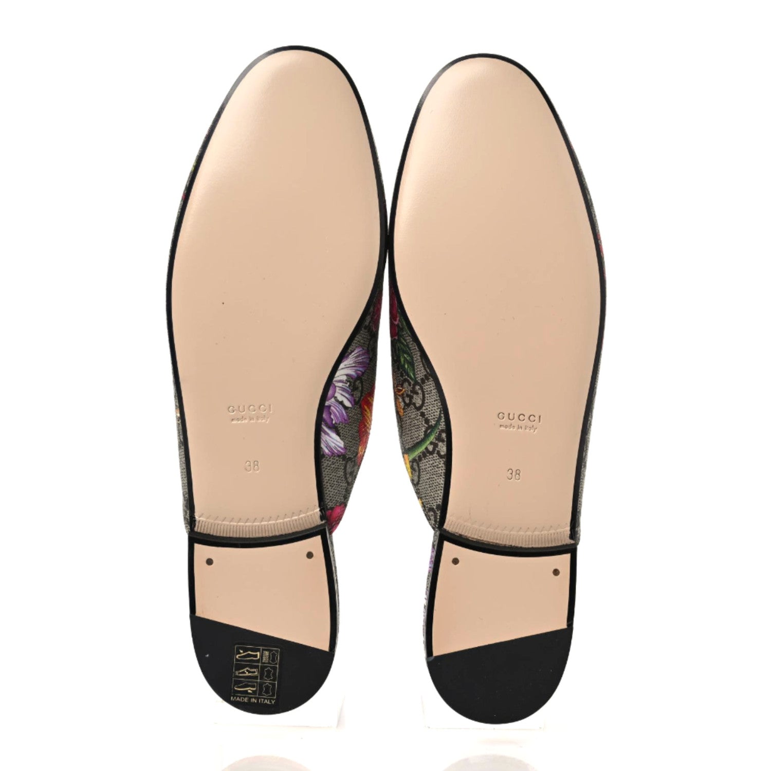 Gucci GG Supreme Monogram Flora Womens Princetown Slippers 38 Beige Ebony Multicolor Rosso 7 of 10