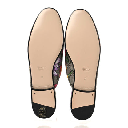 Gucci GG Supreme Monogram Flora Womens Princetown Slippers 38 Beige Ebony Multicolor Rosso 7 of 10
