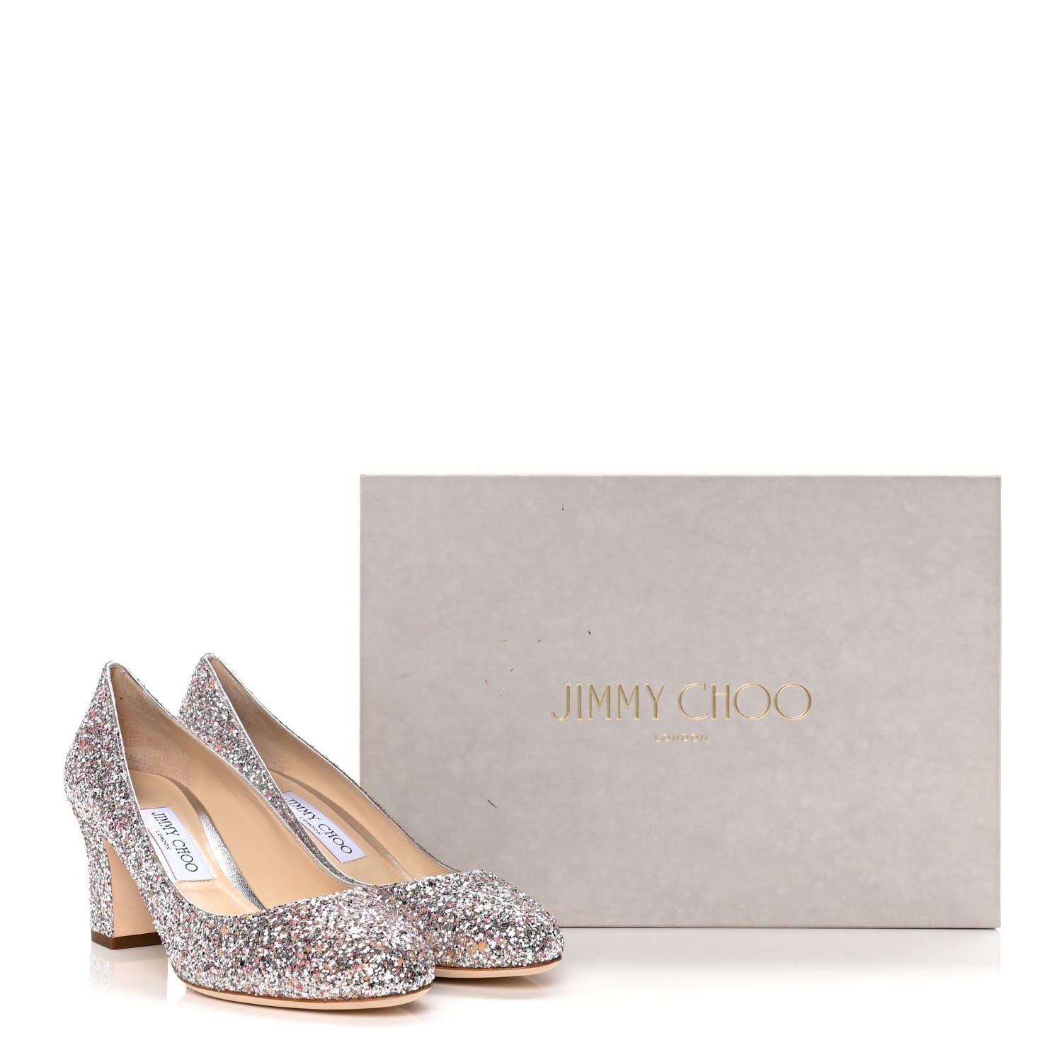 Jimmy Choo Coarse Glitter Calfskin Billie 85 Pump 38.5 Metallic 10 of 10