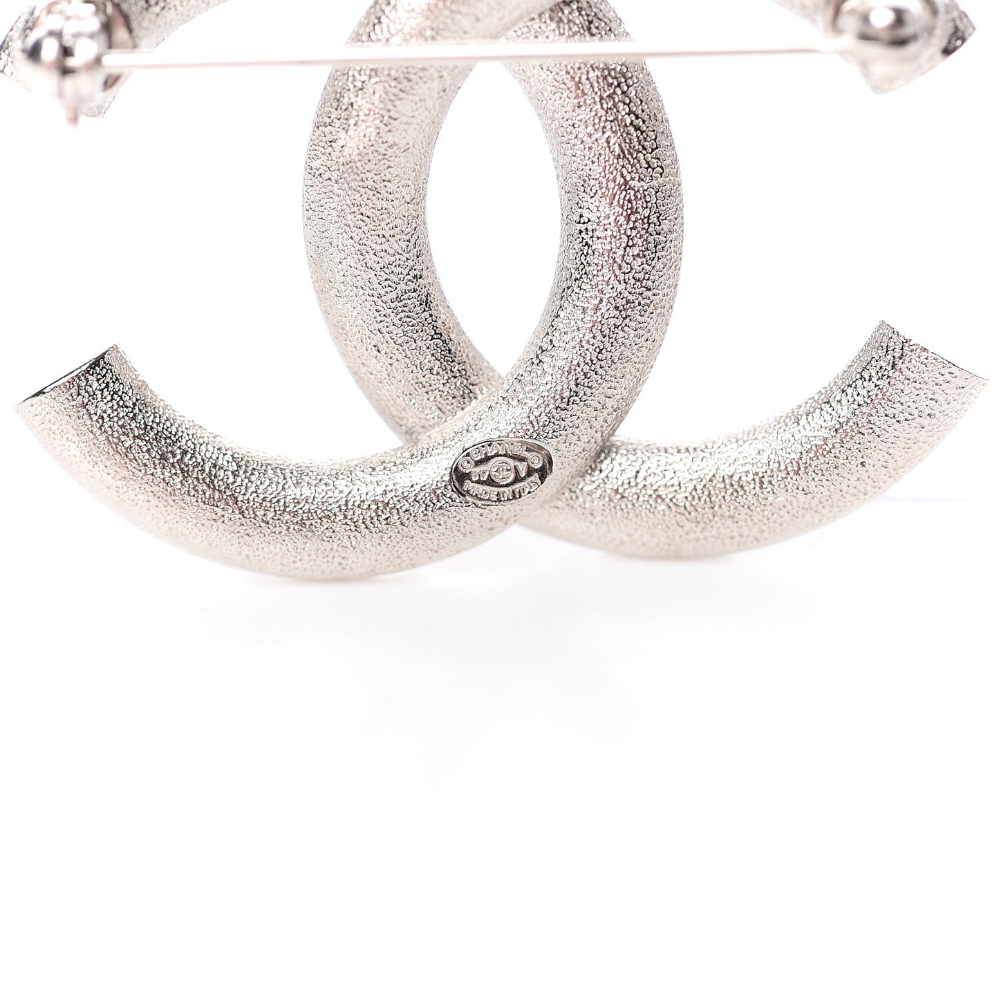 Baguette Crystal CC Brooch Silver