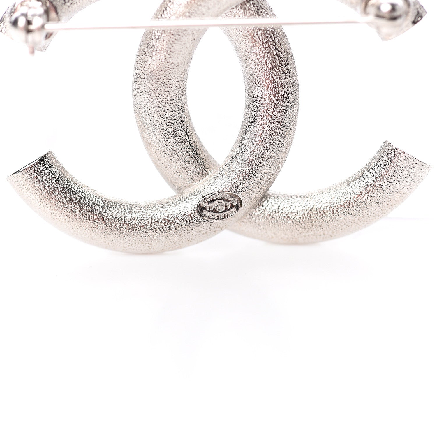 Chanel Baguette Crystal CC Brooch Silver 3 of 4