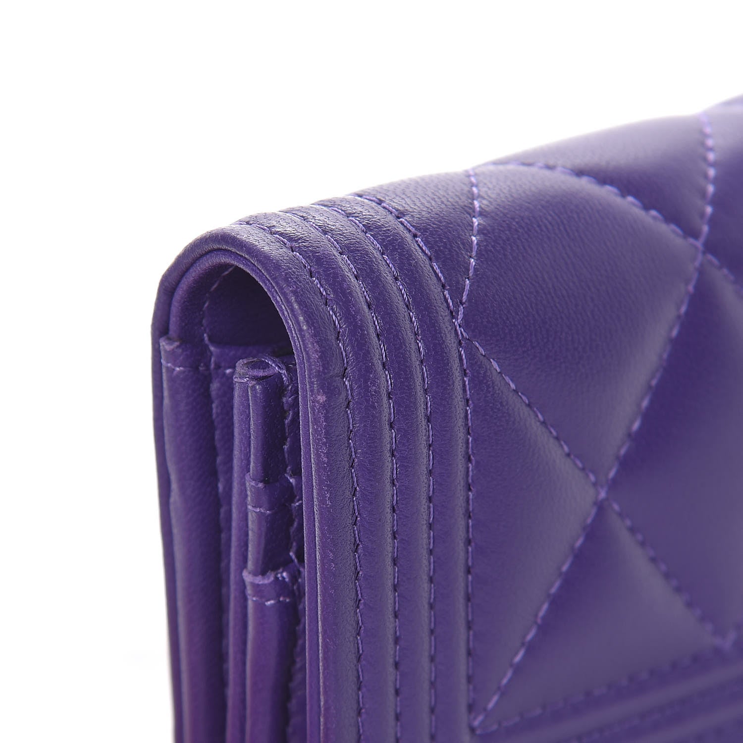 Chanel Lambskin Quilted Medium Boy Flap Wallet Purple 15 of 15