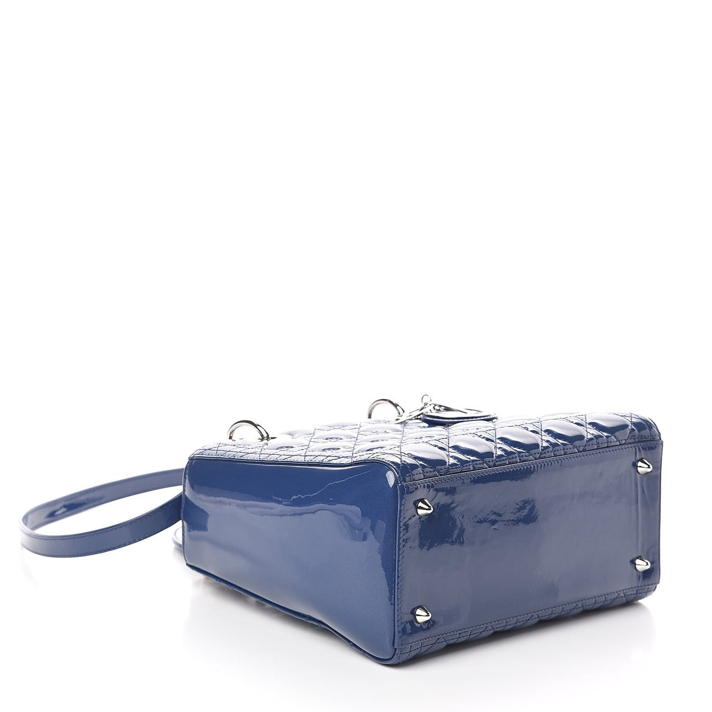 Patent Cannage Medium Lady Dior Blue