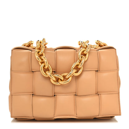 Bottega Veneta Lambskin Maxi Intreccio Padded Chain Cassette Crossbody Bag Almond 1 of 10