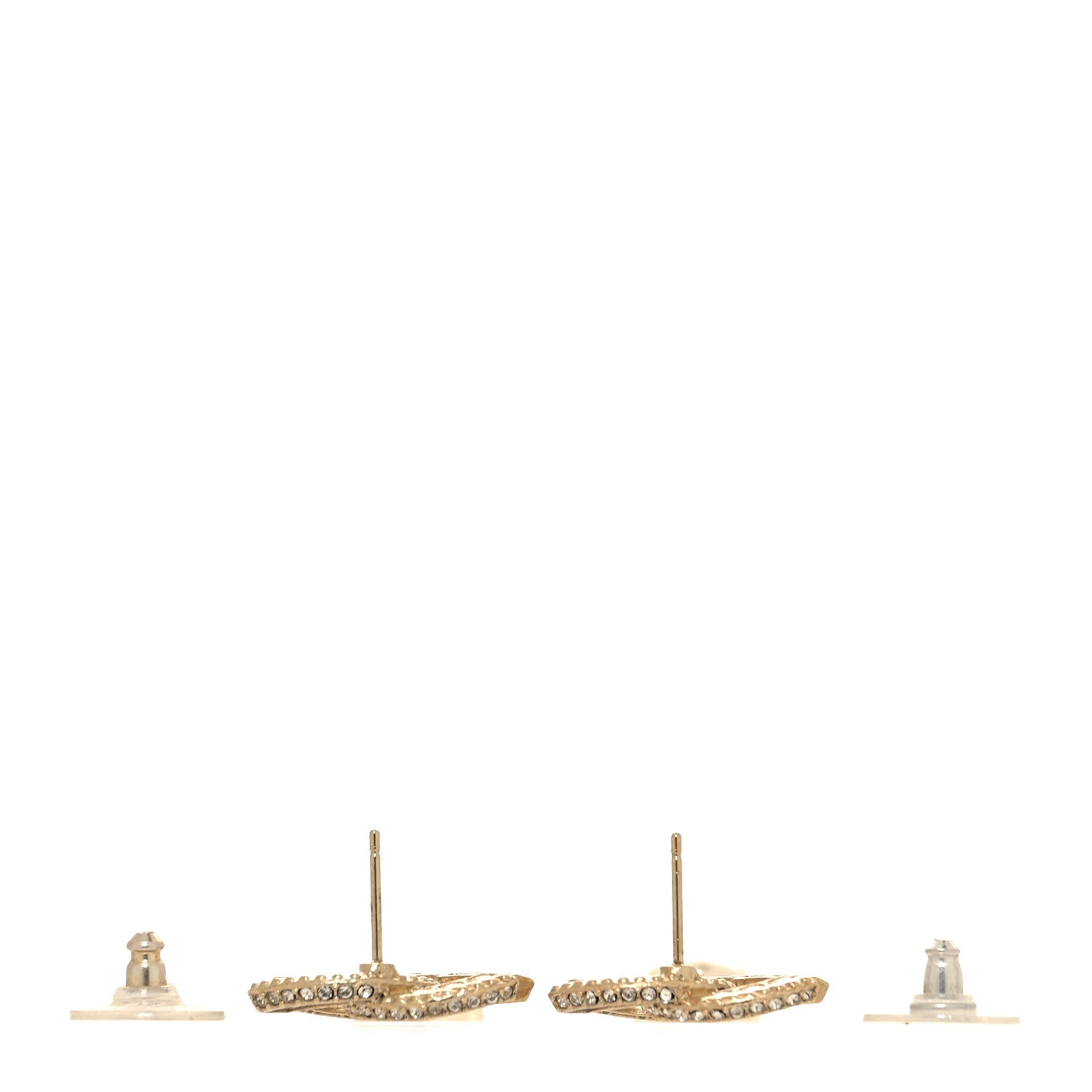 Chanel Crystal Timeless CC Pearl Drop Earrings Light Gold 3 of 4