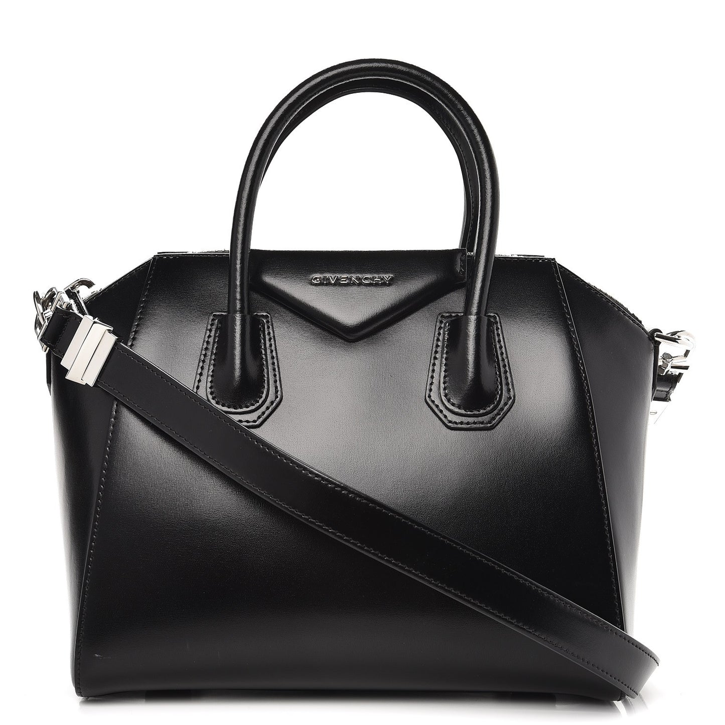 Shiny Lord Calfskin Small Antigona Black