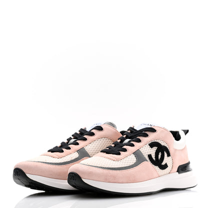 Chanel Calfskin Fabric Sneakers 40.5 White Silver Fluo Pink 3 of 8