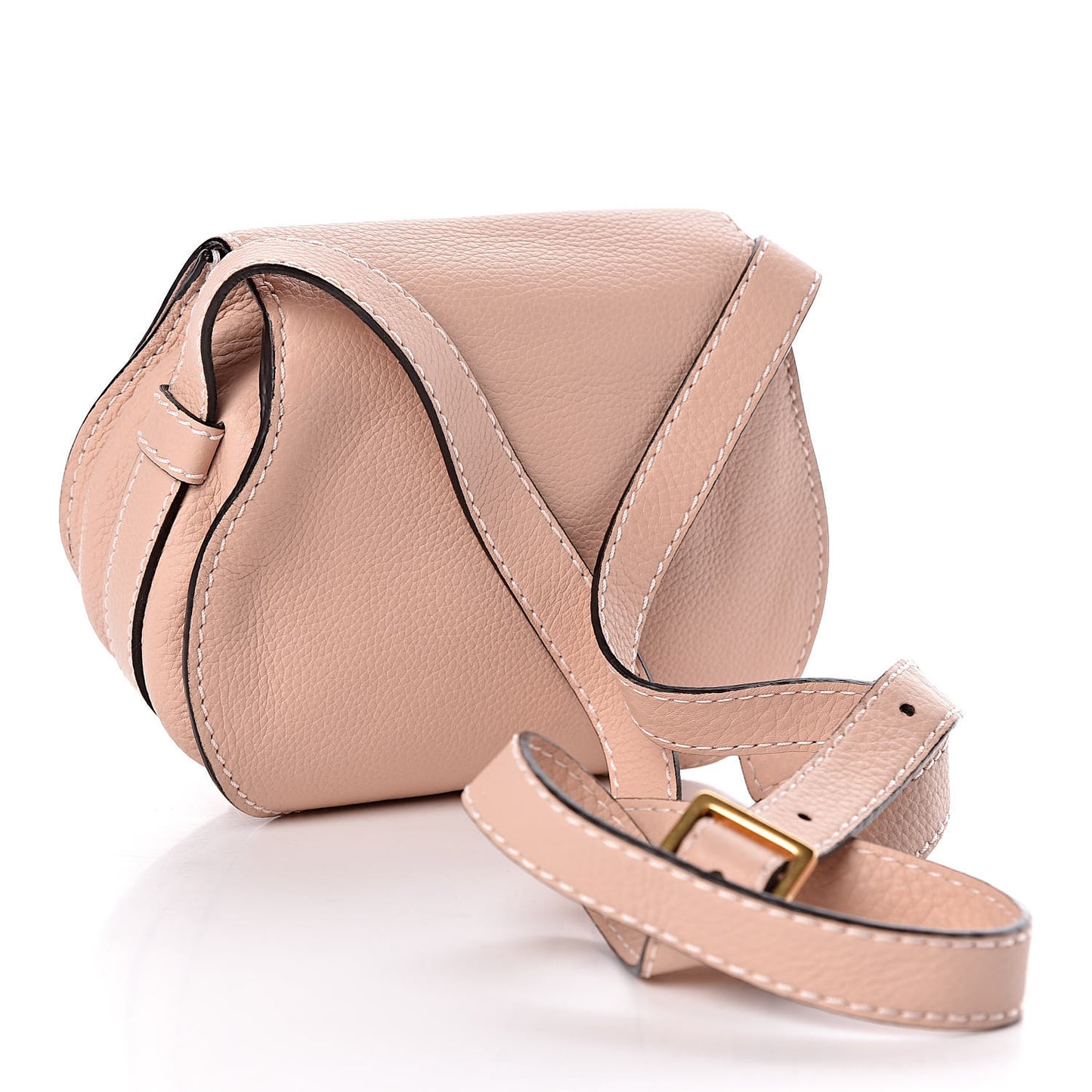 Calfskin Mini Marcie Round Crossbody Bag Blush Nude